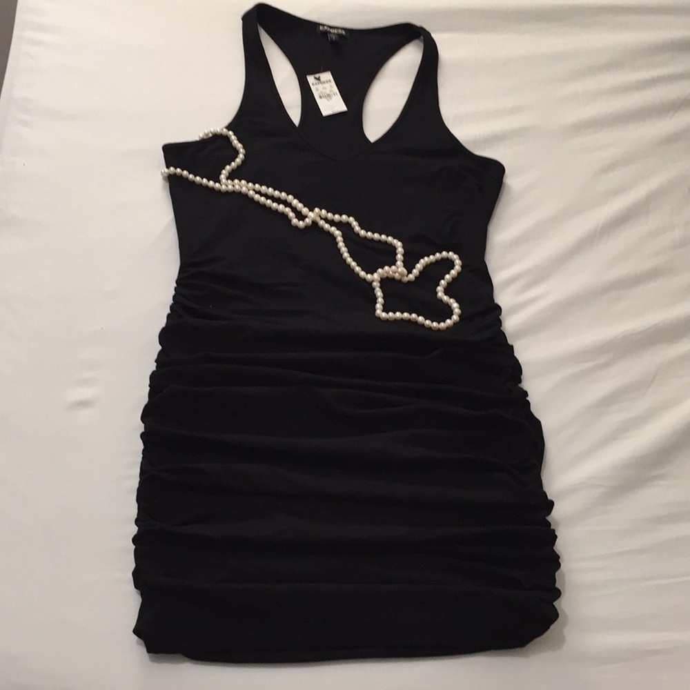 NWT Express Ruched Little Black Dress